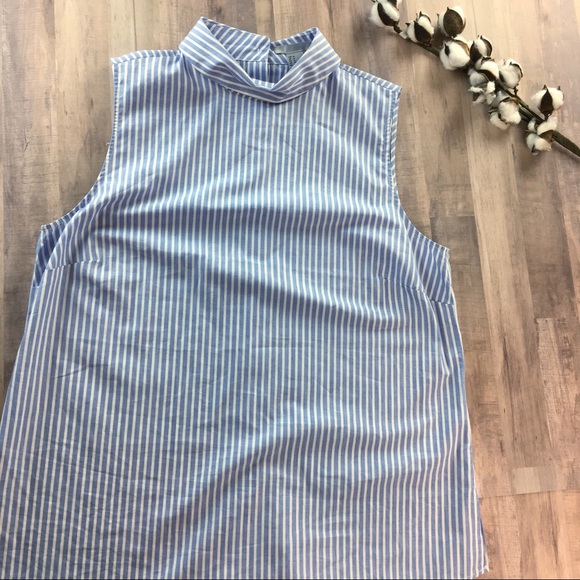 H&M Tops - H&M Striped Sleevess Striped Button Collar Blouse